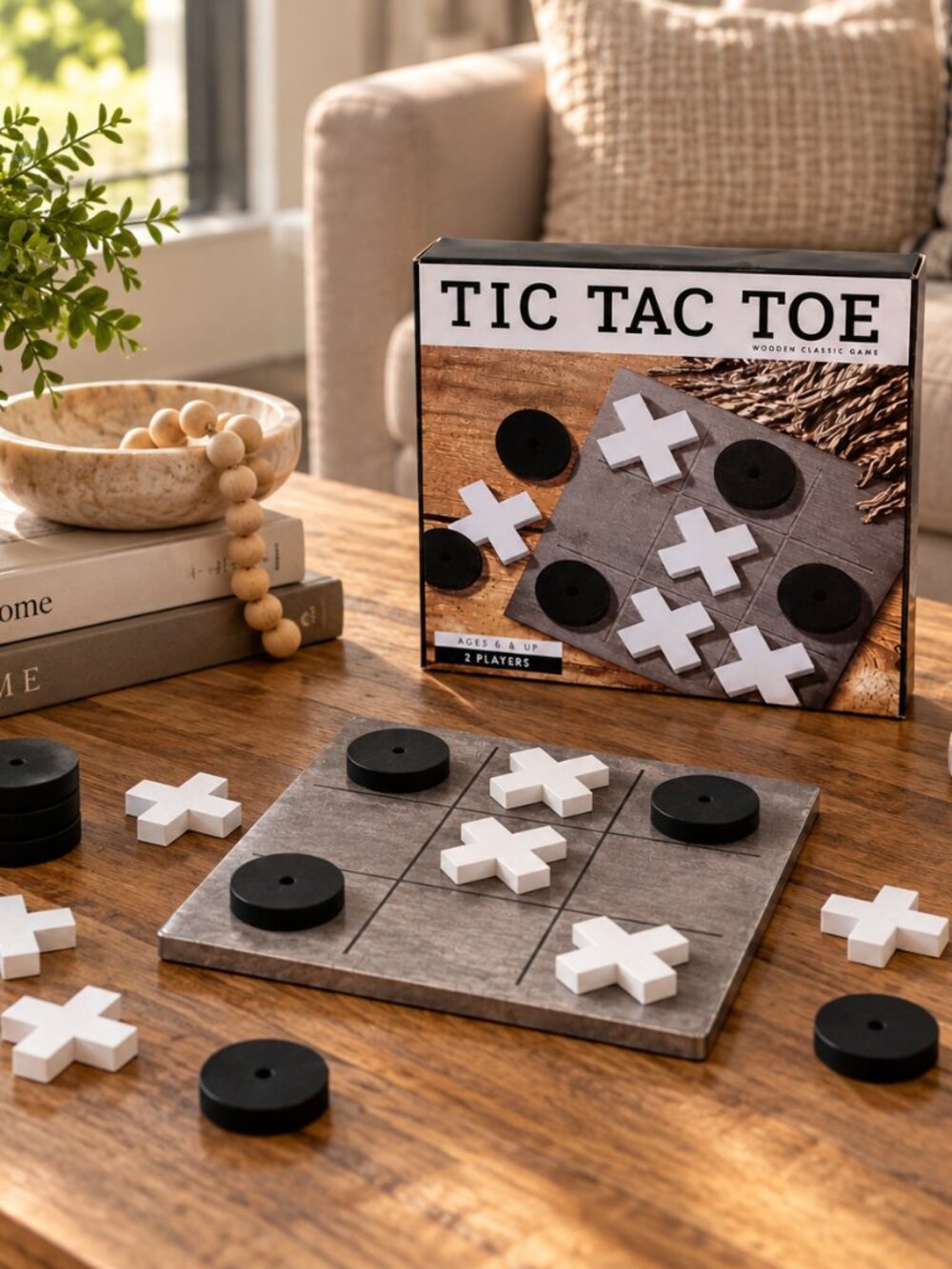 Anker Play Wooden Classic Tic Tac Toe Board Game NIB